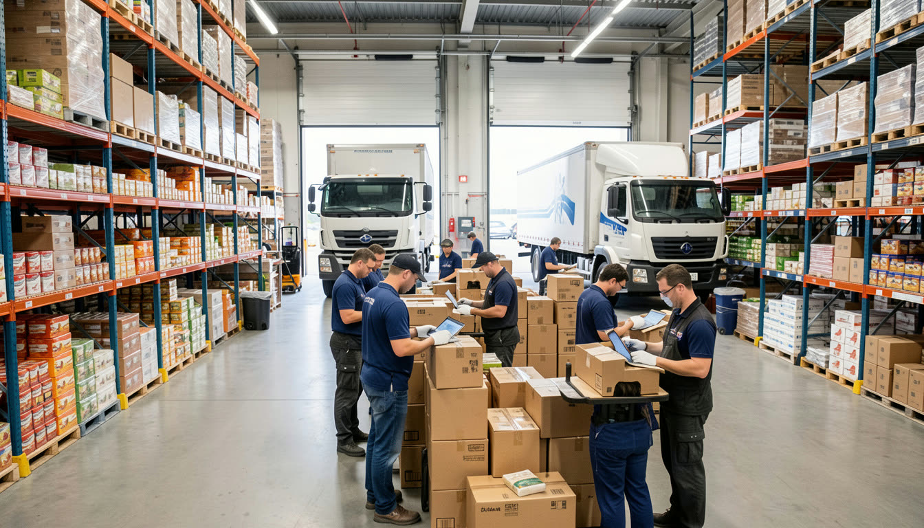 Opérations logistiques alimentaires en entrepôt